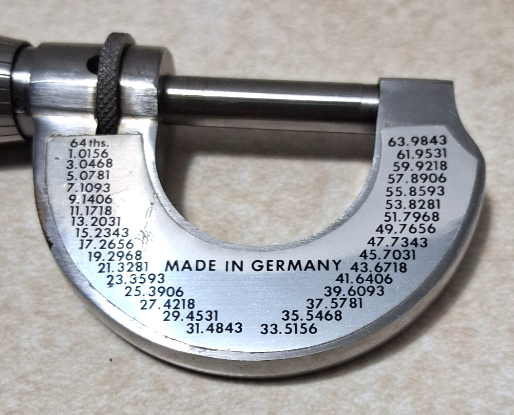 Outside Micrometer - Herter's - 0-1" - 1/1000 - Vintage - Made in Germany