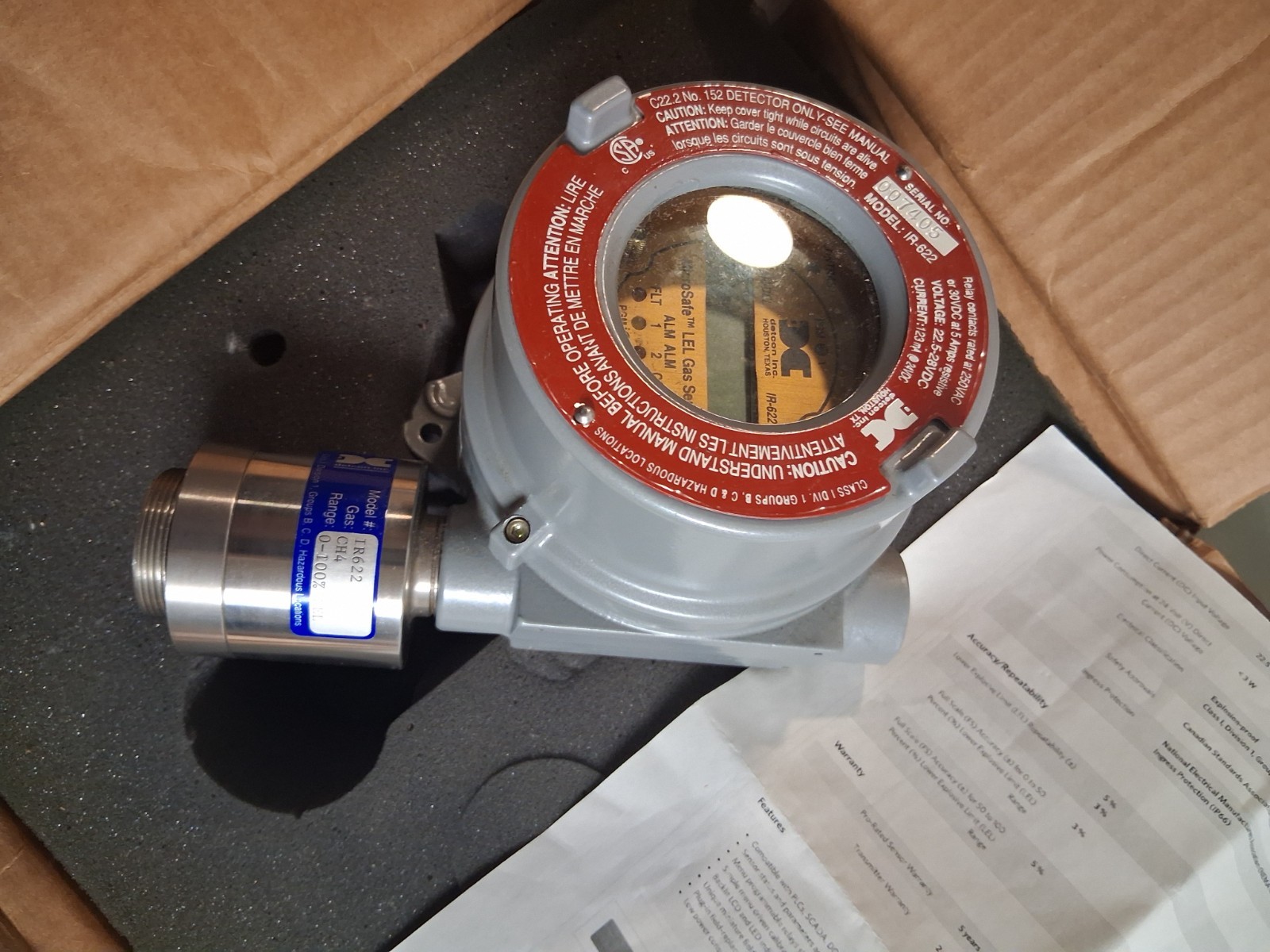Detcon MicroSafe LEL Gas Sensor IR-622