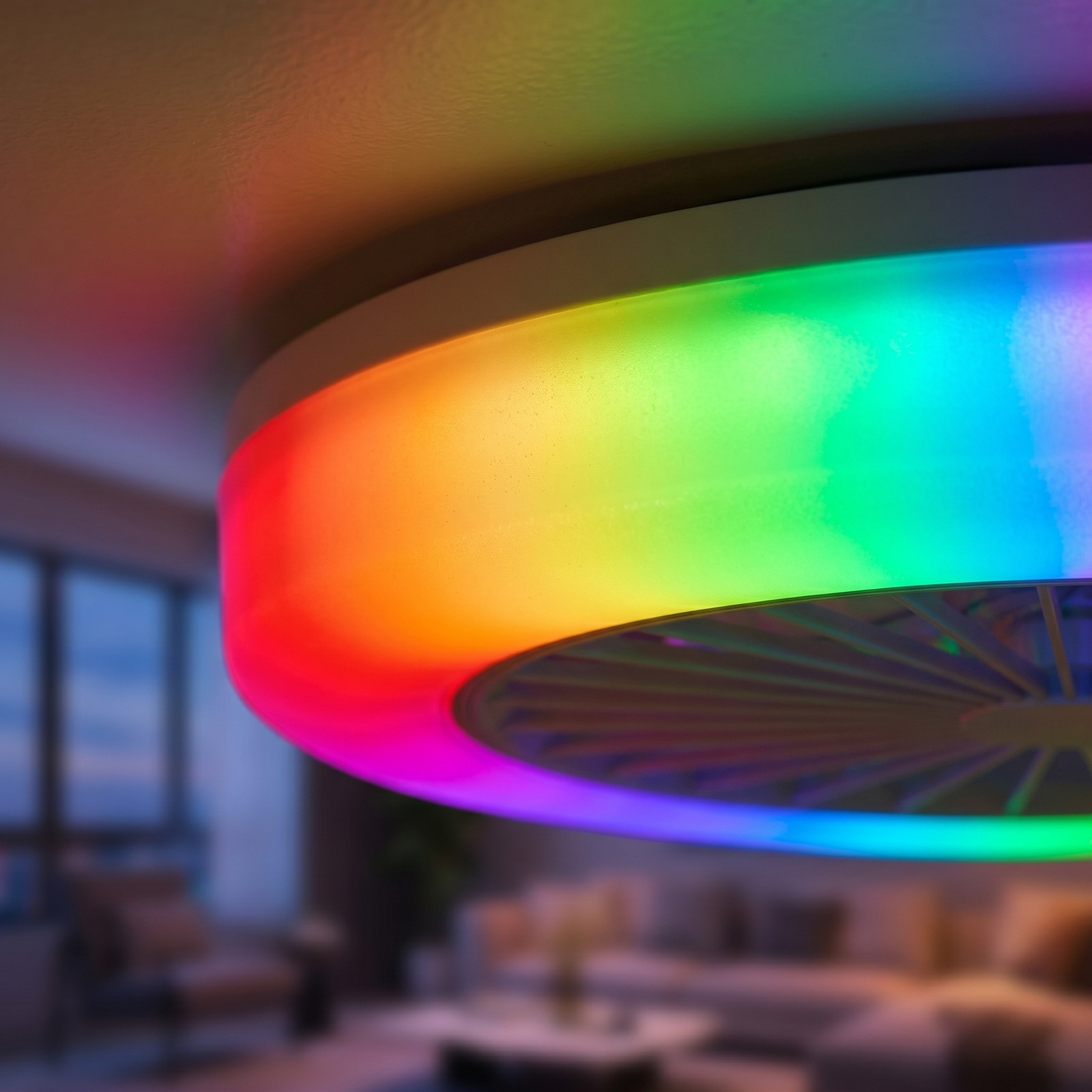 18 in Remote APP Control Smart RGB Ceiling Fan with Light White Flush Mount Kit