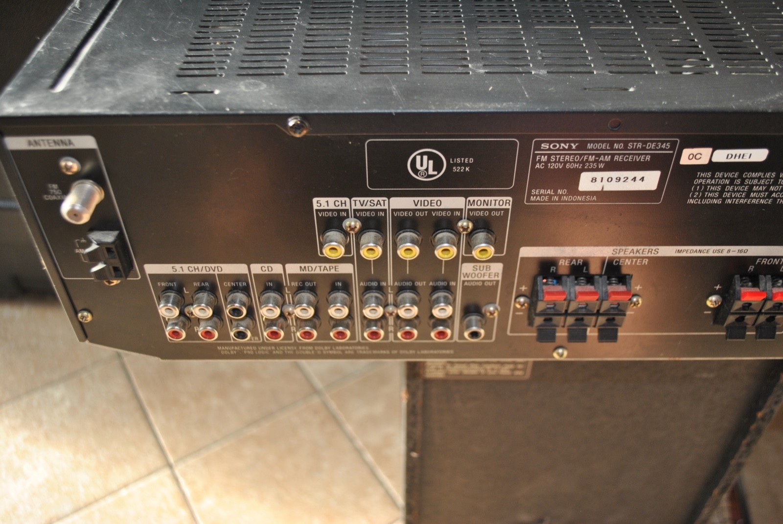 sony str de345 receiver