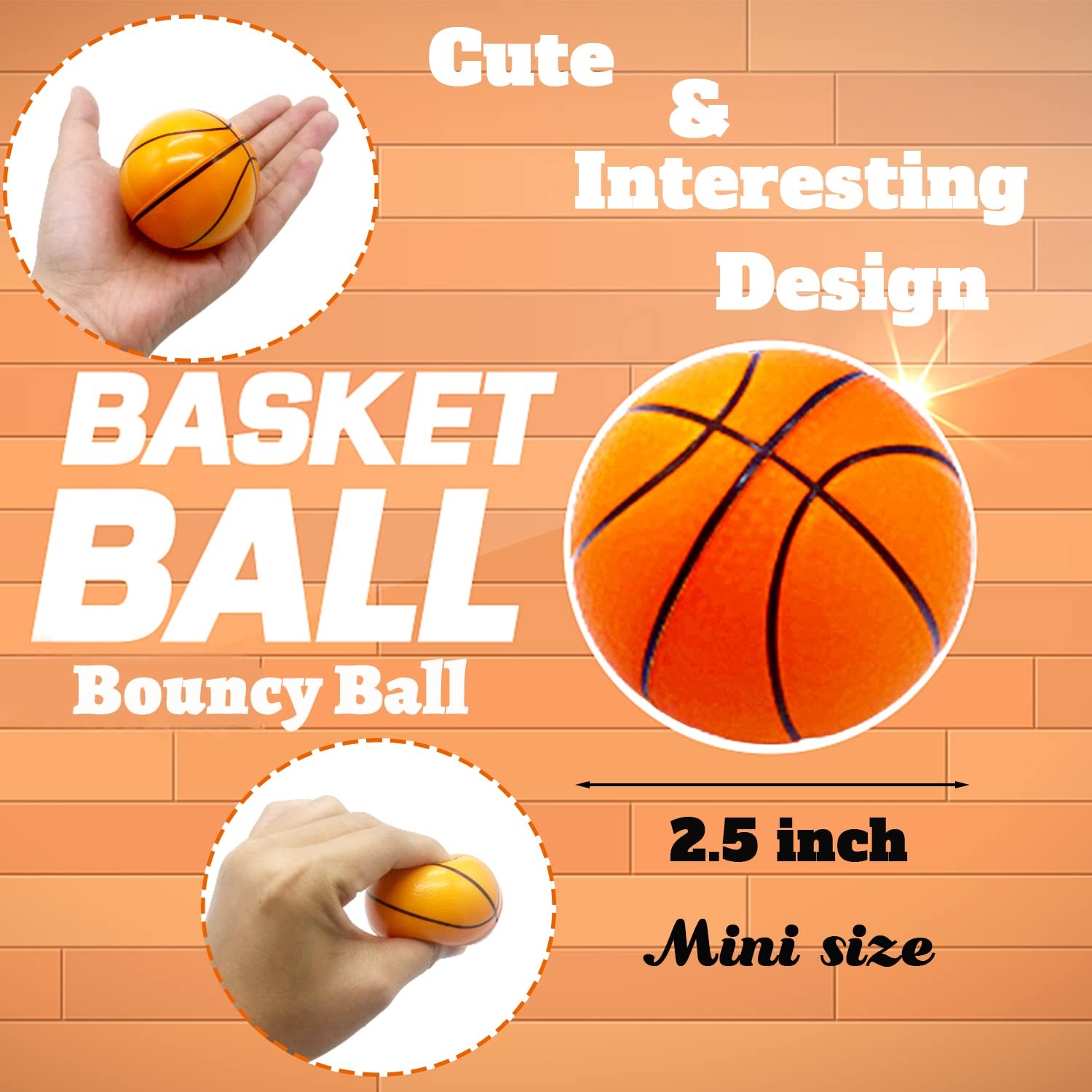 24 Pack 2.5 Inch Basketball Stress Ball,Mini Foam Squeeze Sports Balls for Sp...