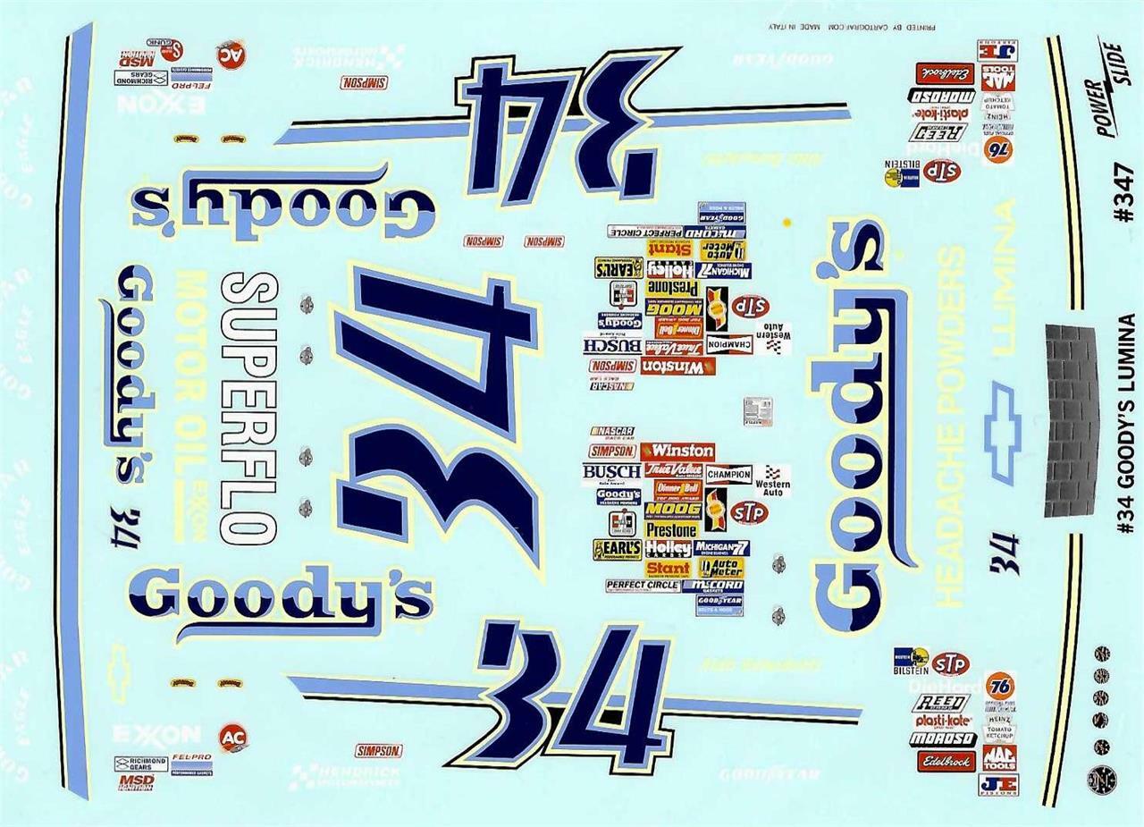 Powerslide 347 #34 Goodys Lumina Aldo Benedetti 1/24 Nascar waterslide decal