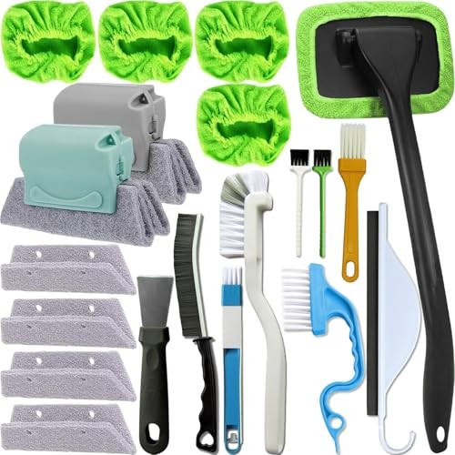 20Pcs Window Cleaning Kit, Household Cleaning Tools with Squeegee, Brushes,