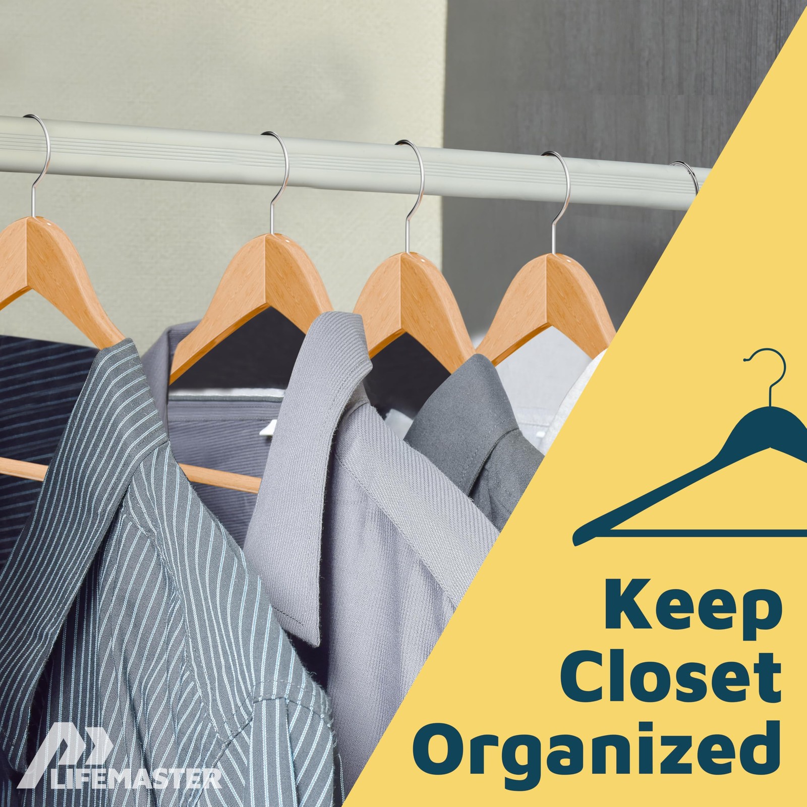 Solid Wooden Hanger Set - 10 Pieces Non-Slip Versatile Closet Space-Saving Ha...