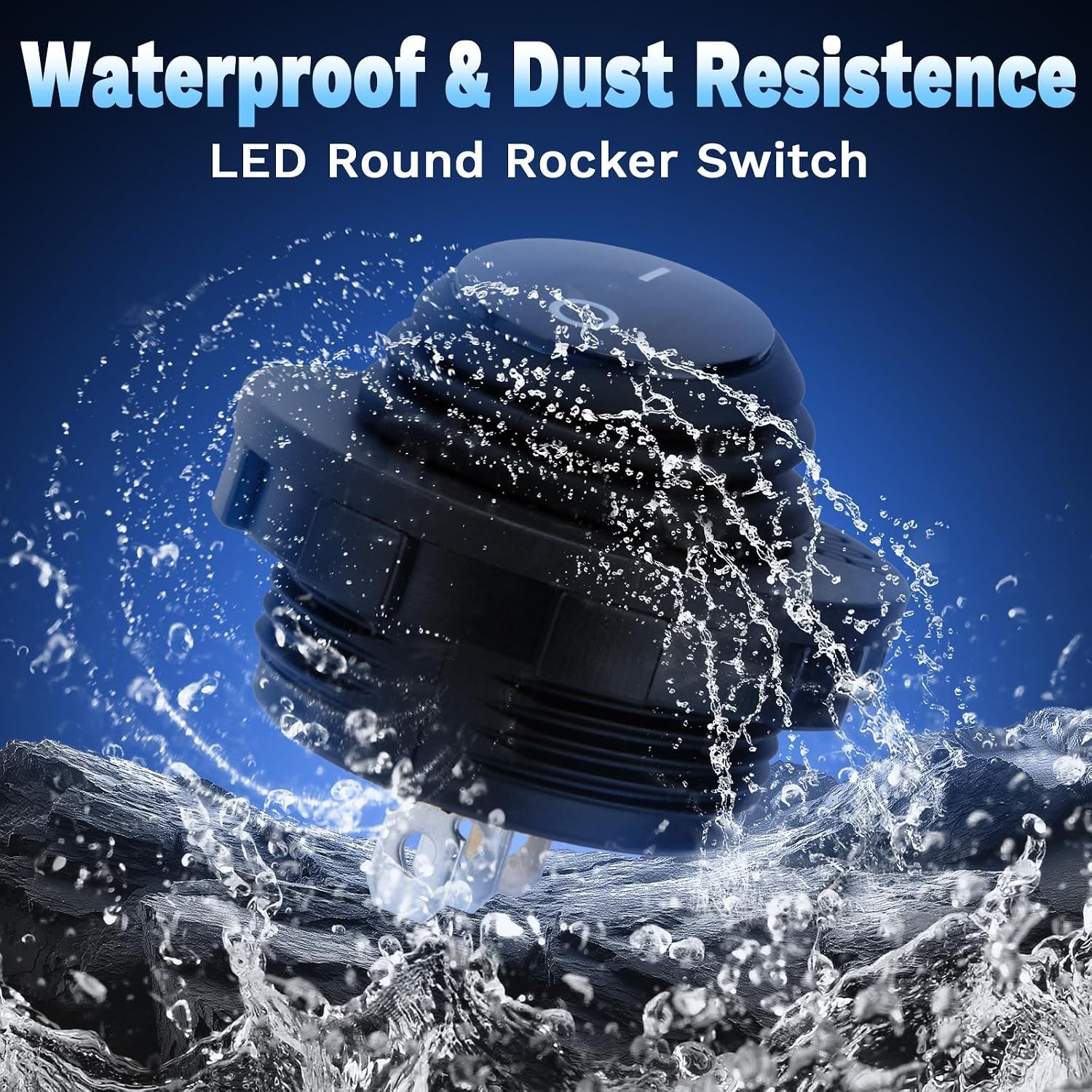 Round Rocker Switch, Toggle Switch 12V, Waterproof Lighted LED On Off Switch ...