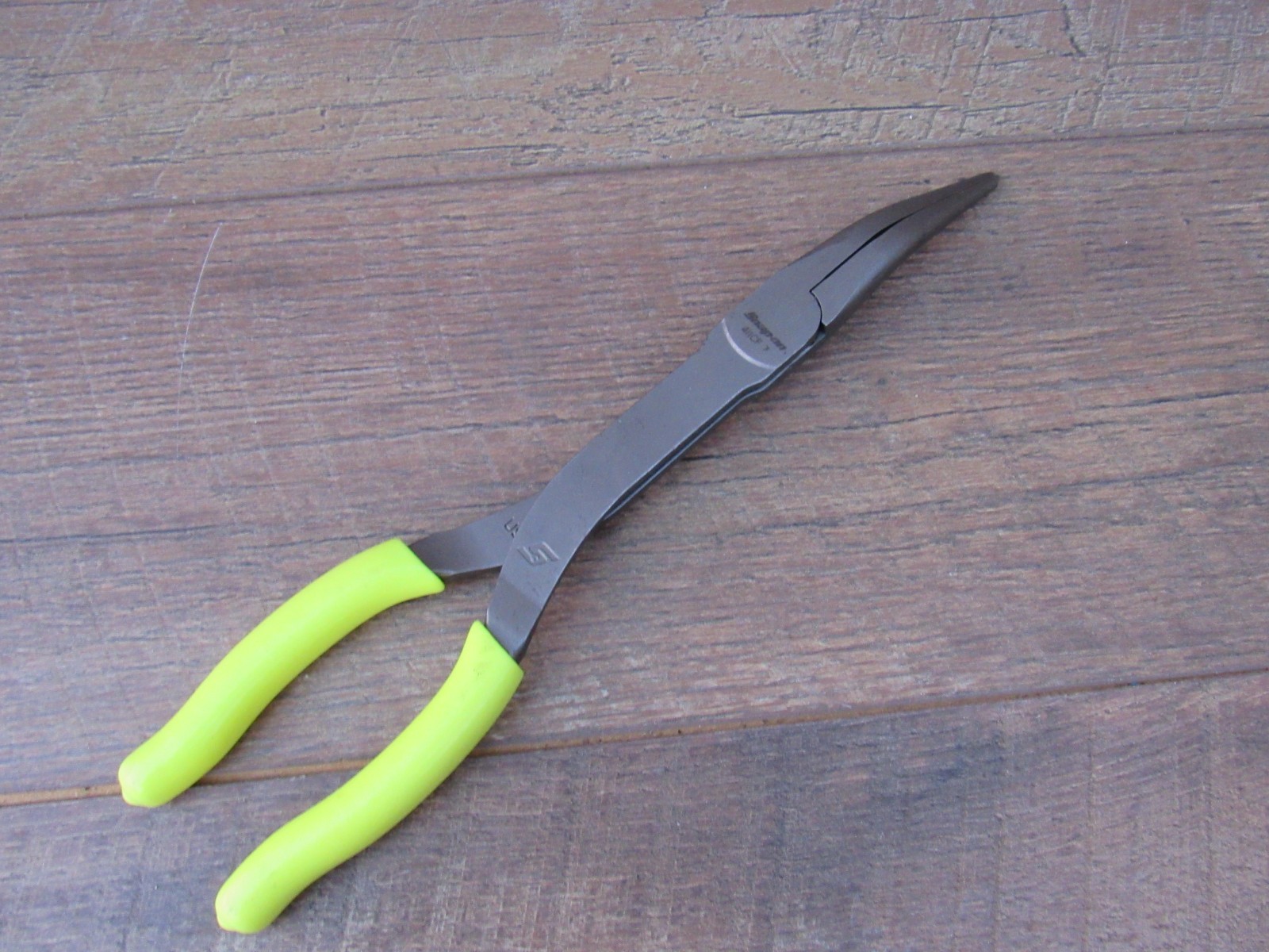 SNAP ON YELLOW 411CF 411CFHV HI-VIZ 11" SOFT 35° BENT LONG NEEDLE NOSE PLIERS
