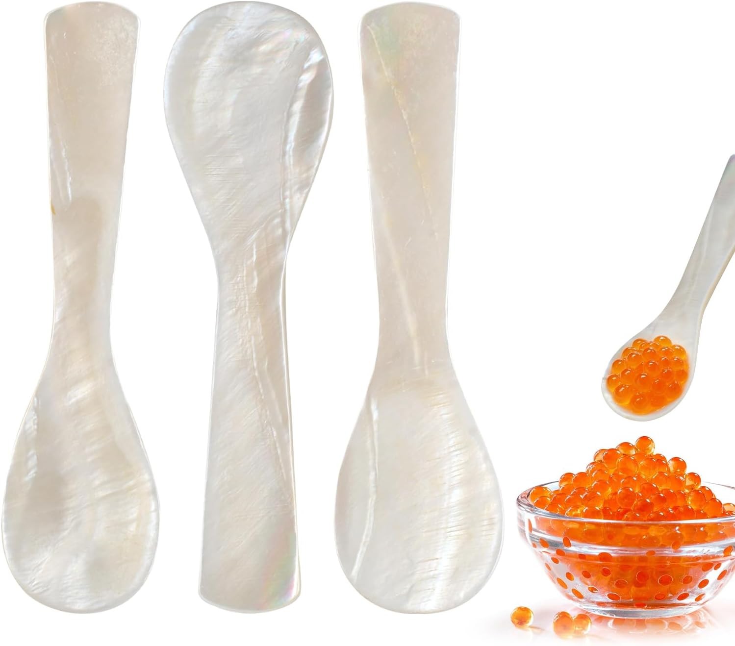 3PCS Serving Spoons Set 3.62 inch Mother of Pearl Caviar Spoon