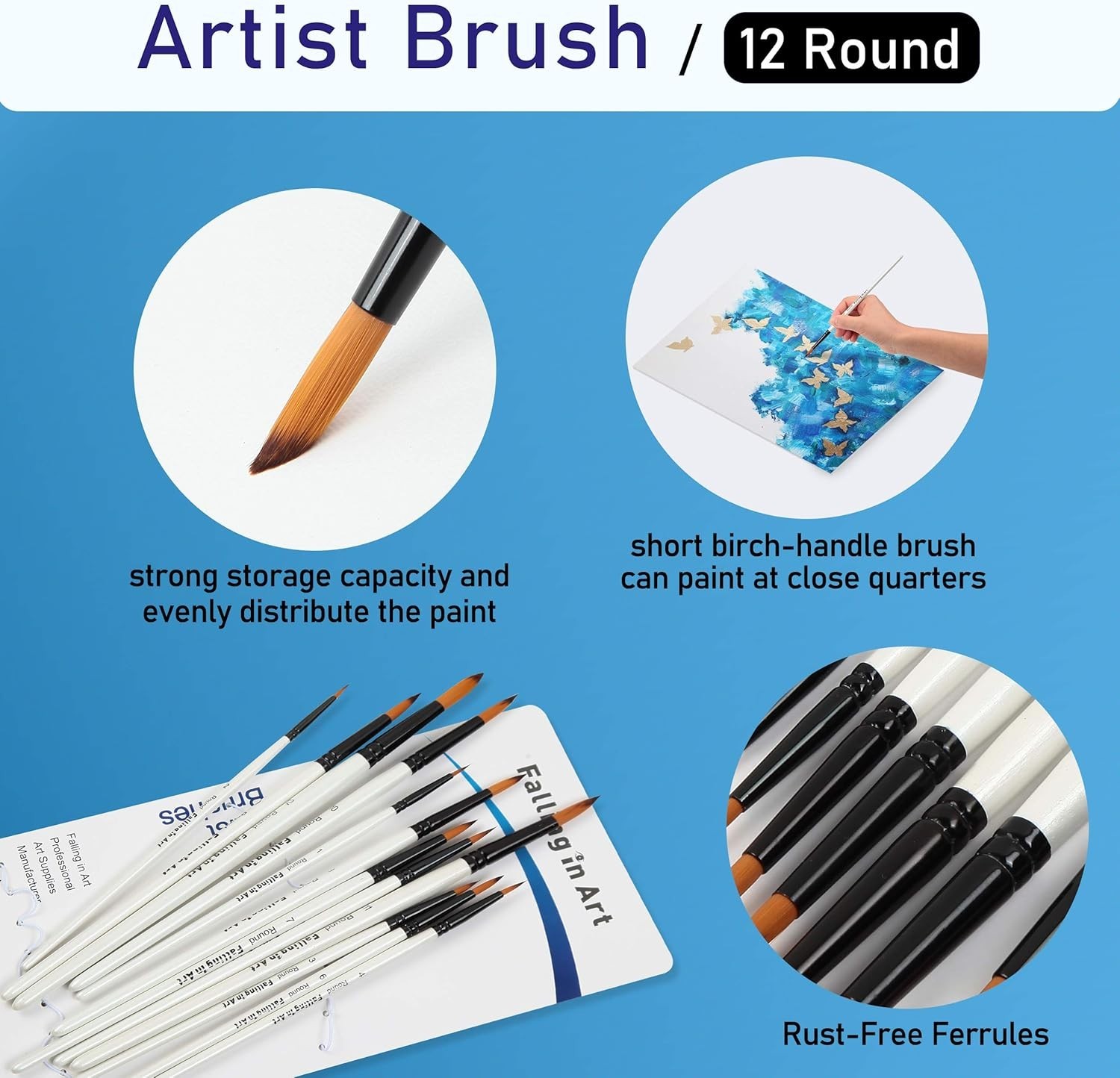 Superior Quality Round Nylon Paint Brushes - Perfect for Watercolor & More