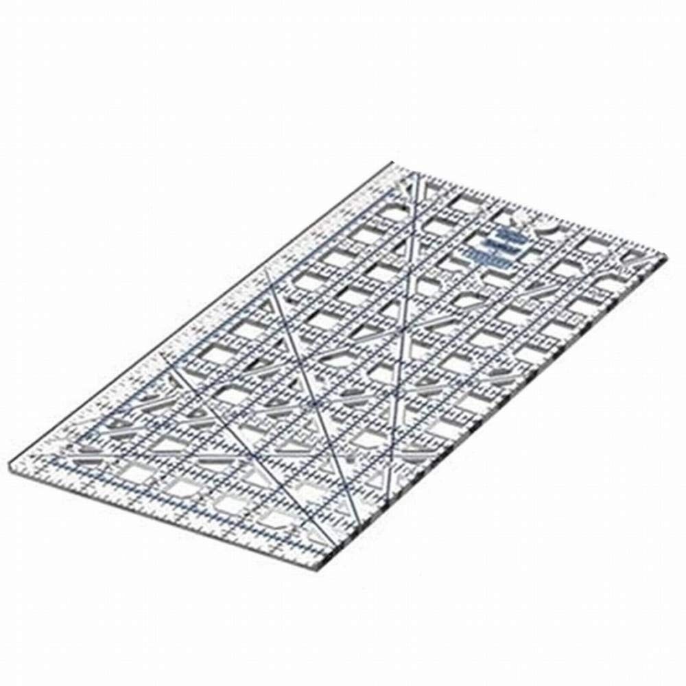 TrueCut Rectangle 12.5 "x 6.5" Quilting Ruler with Track and Each, Clear