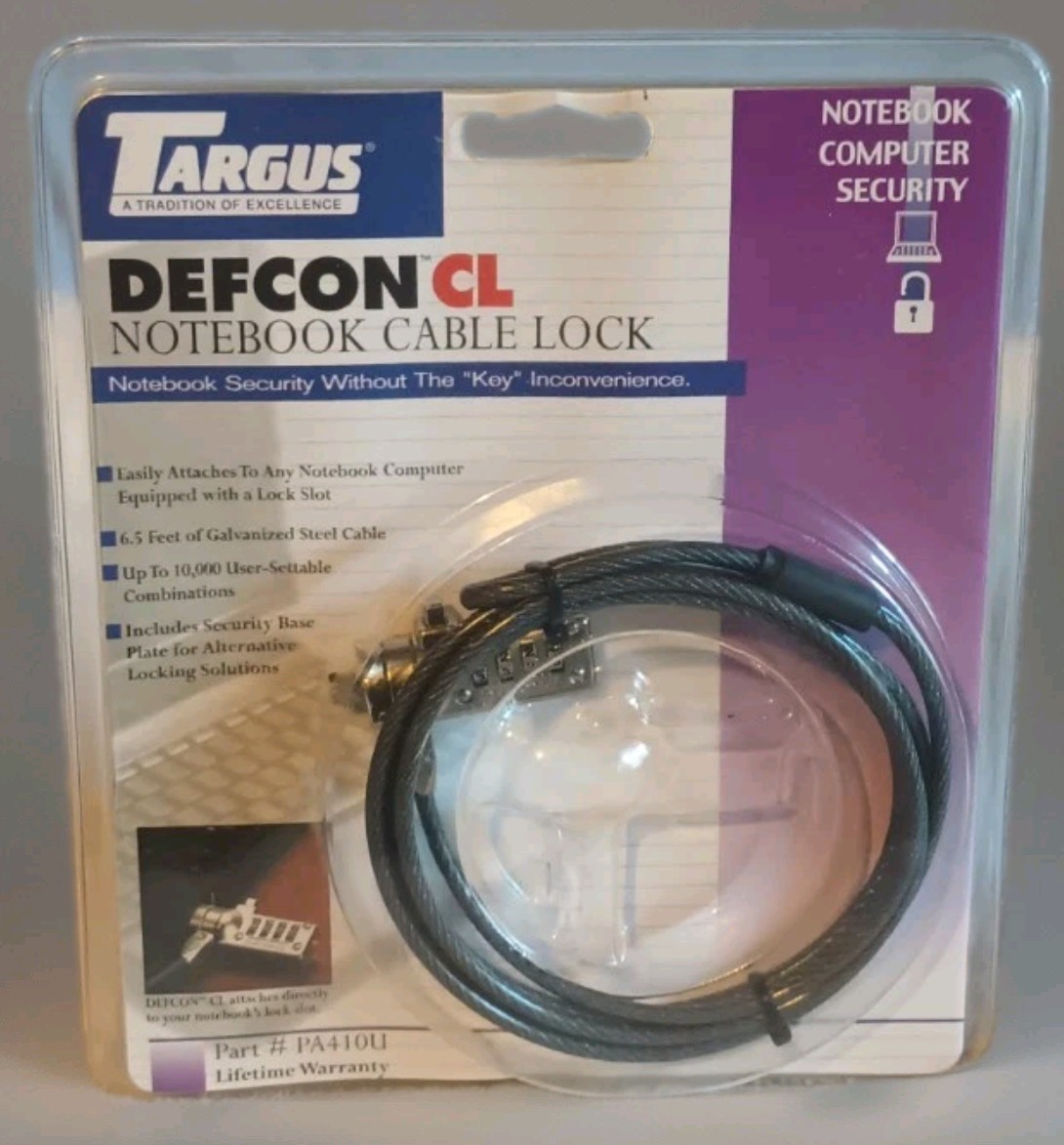 Targus Defcon CL Notebook Laptop PC Desktop Combo Cable Lock Security PA410U New