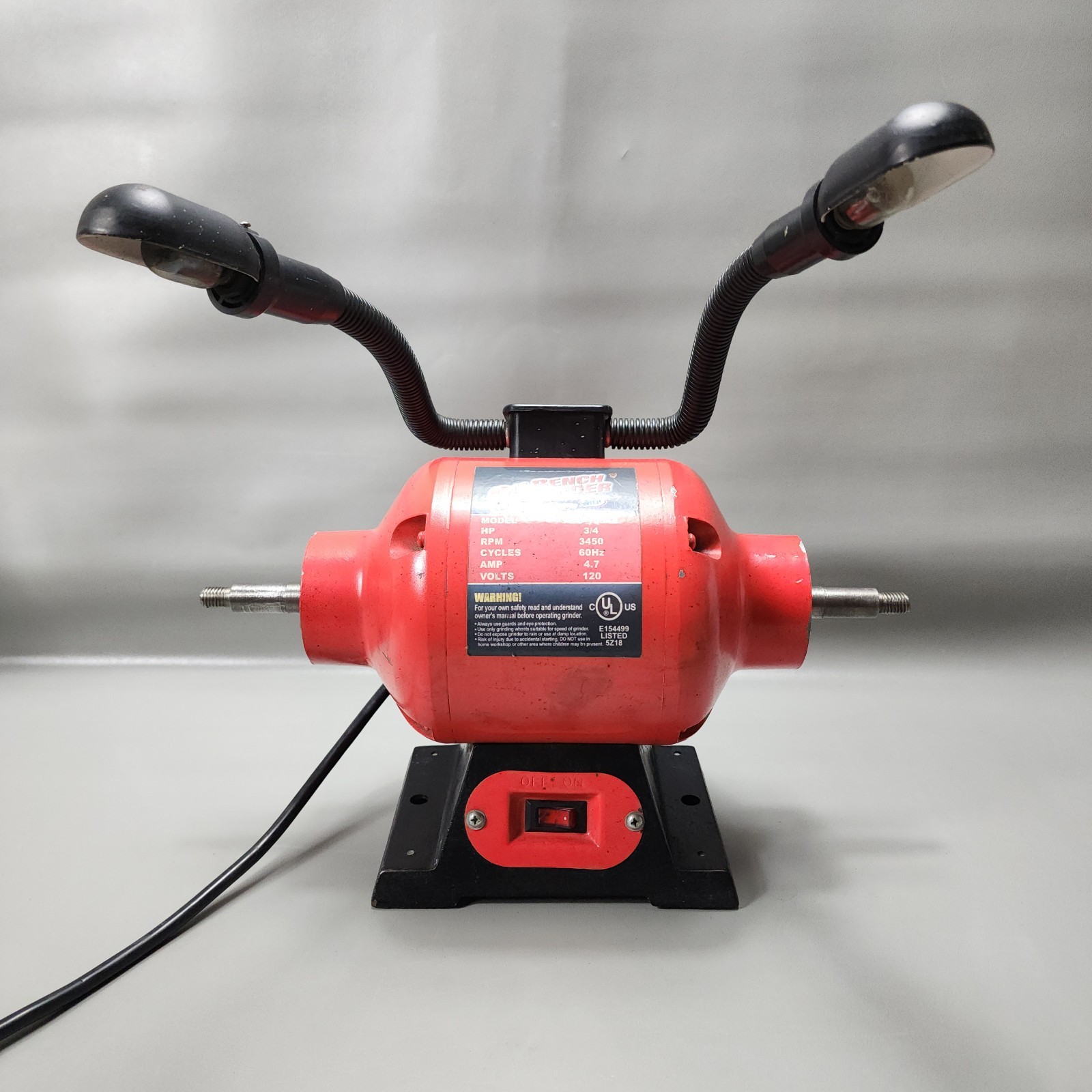 ATD Tools 8" Bench Grinder 3/4 HP 3450 RPM 120 V 4.7 Amp Red Heavy Duty