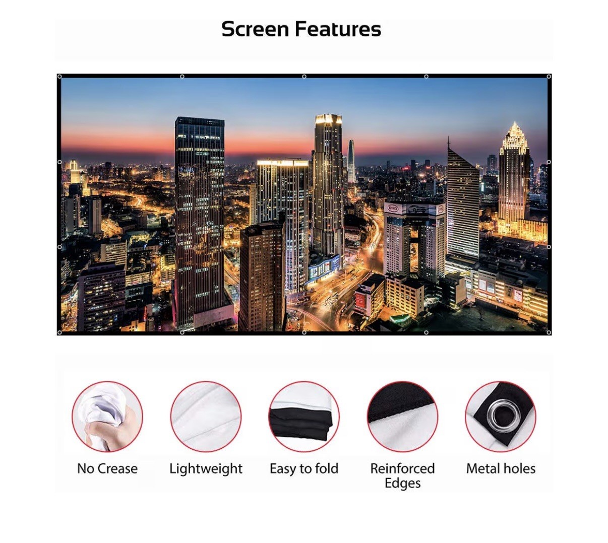 Portable Foldable Projector Screen Sheet 100 Inch NEW with Mounts