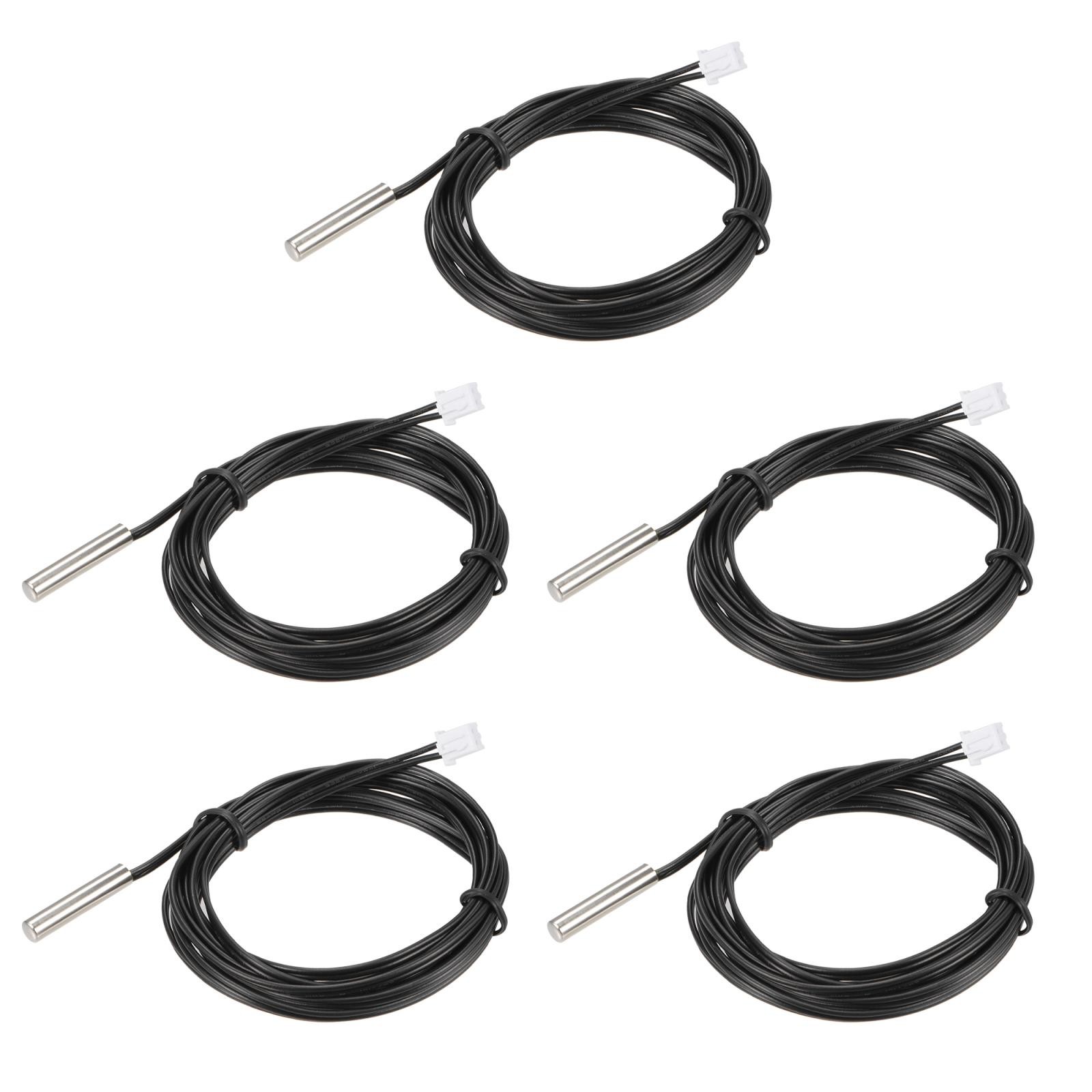 5pcs 50K Temperature Sensor Probe, Stainless Steel Thermal Sensor Probe 6.6ft