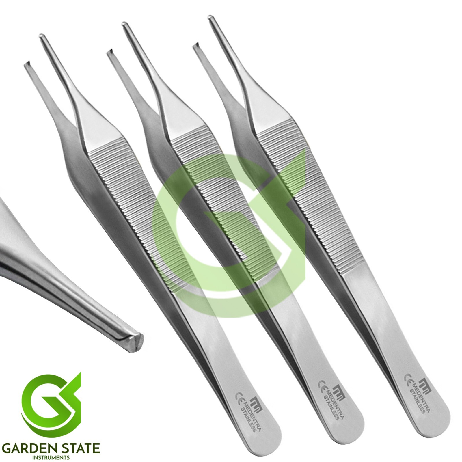 3 Pcs Adson Kocher Tissue Forceps Rat Toothed Tweezers Surgical Instruments
