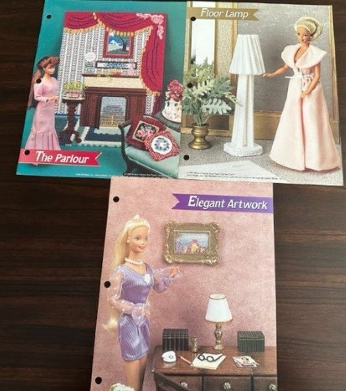 VTG ANNIE'S FASHION DOLL PLASTIC CANVAS HOME DECOR PARLOUR/LAMP/ARTWORK