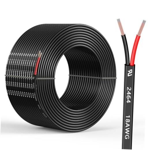 18 Gauge 2 Conductors 30FT Electrical Wire, Flexible Low Voltage PVC Copper