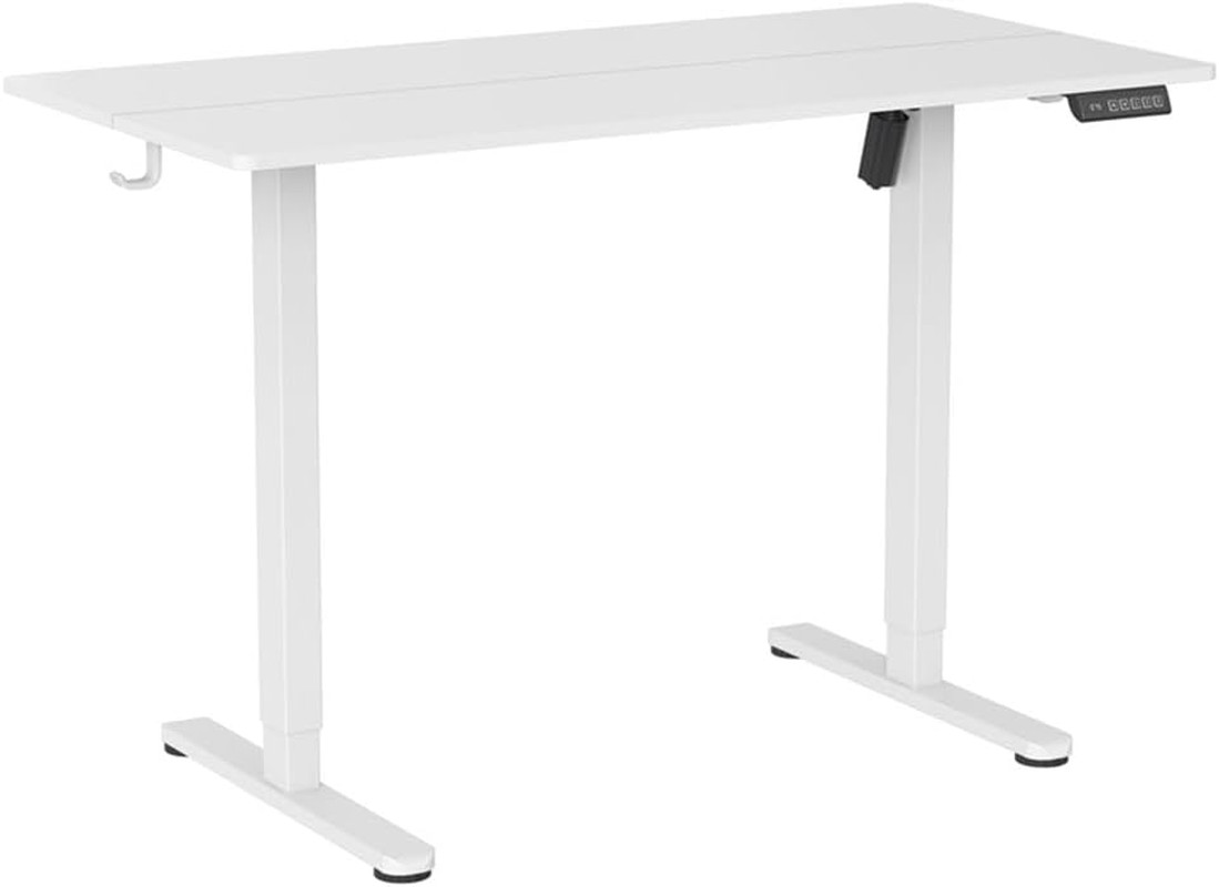 48”W Electric Height Adjustable Sit-To-Stand Desk, White | Memory Presets, Dual