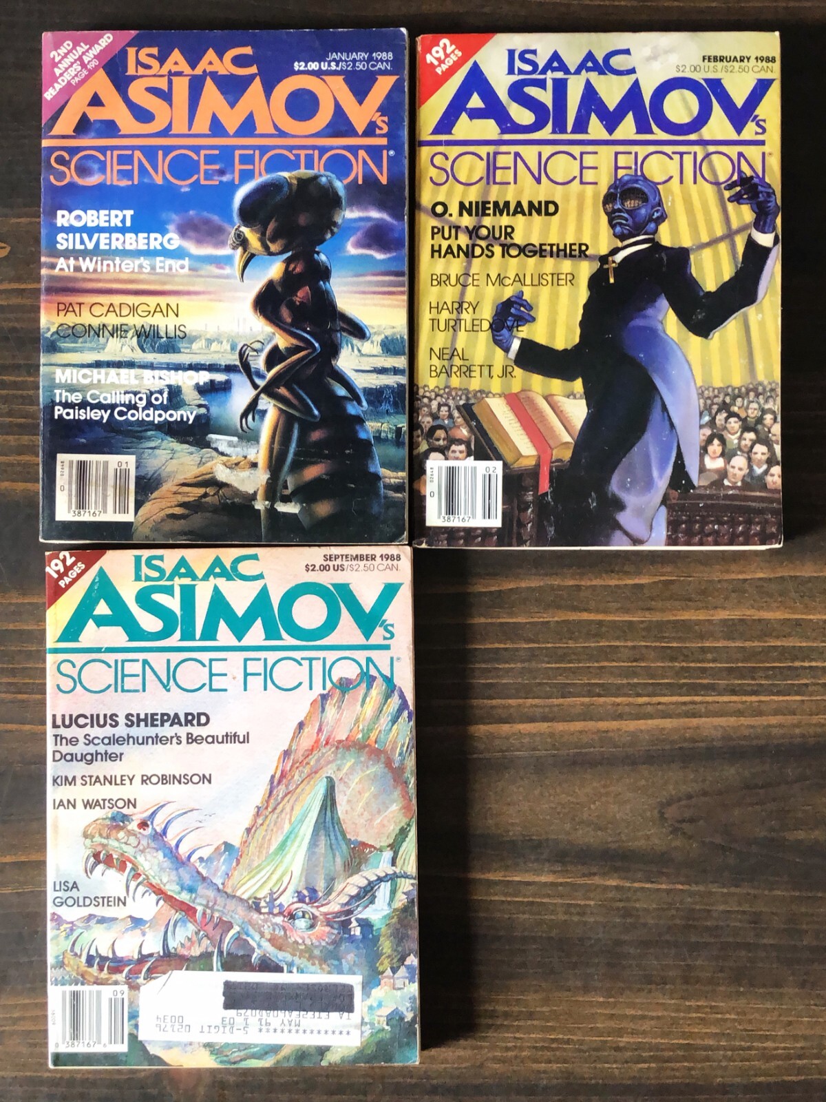 Isaac Asimov's Science Fiction Magazine, 1988 Lot Of 3