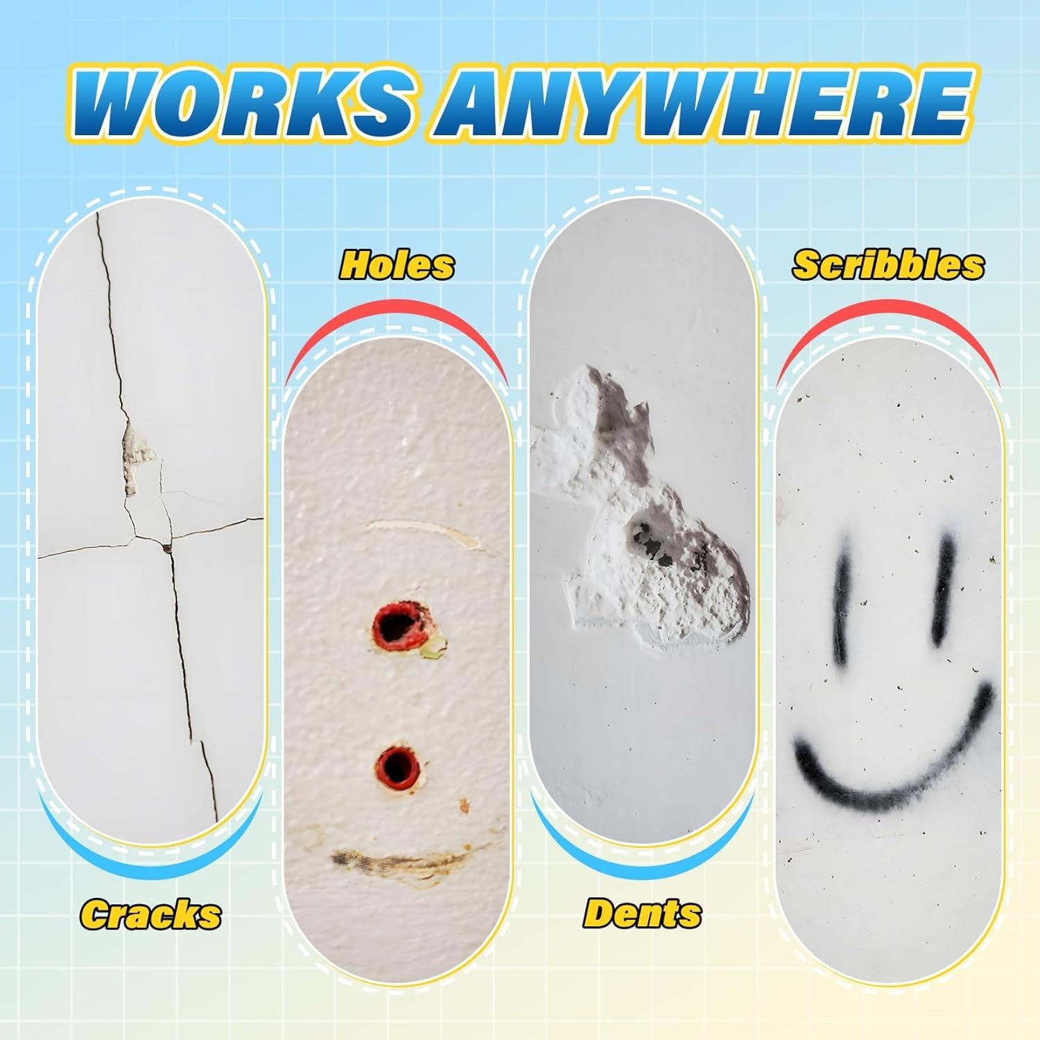 Complete 9 Pack Wall Repair Kit: Fast-Drying Spackling Paste & Application Tools