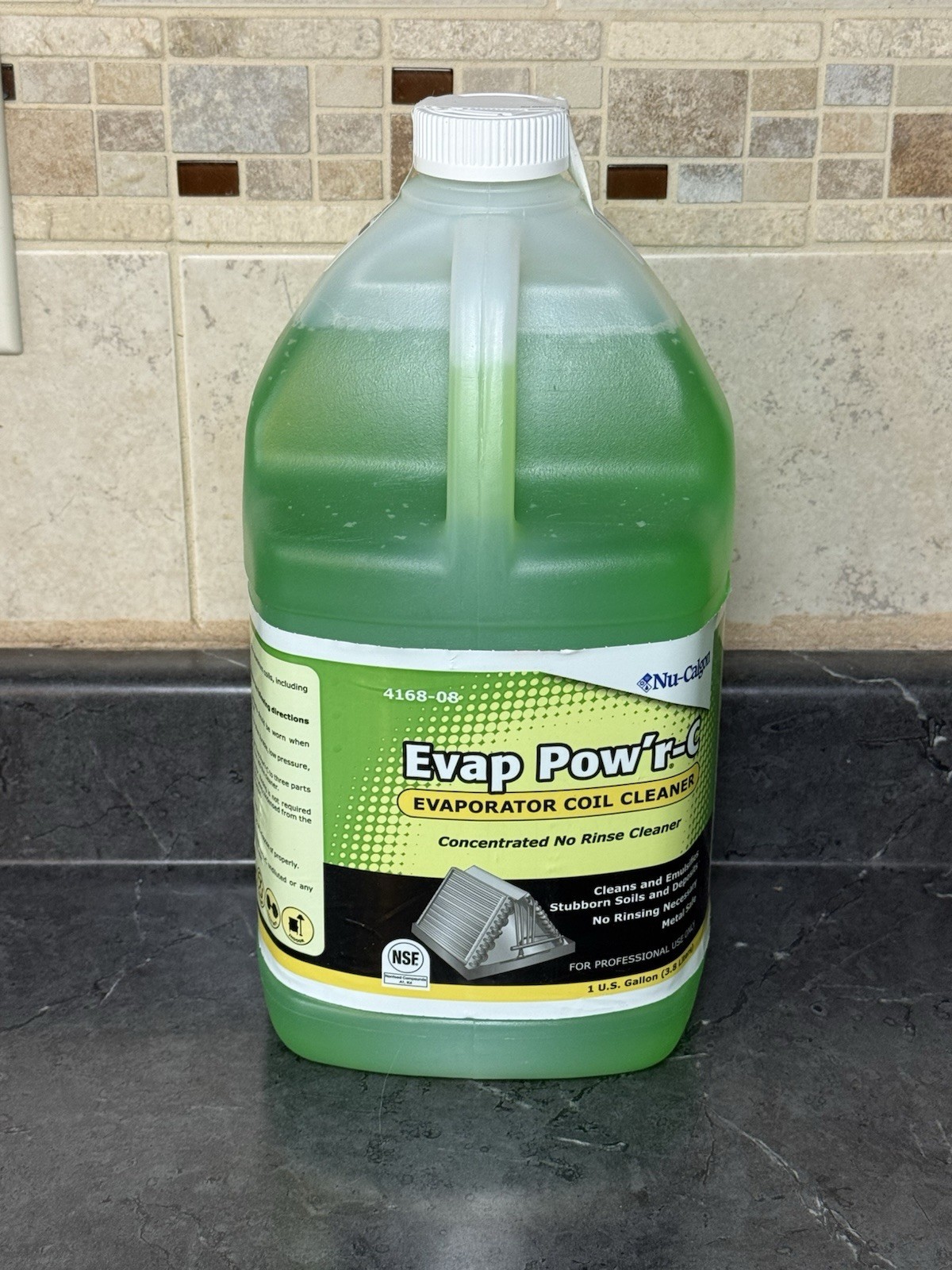 Nu-Calgon 4168-08 Evap Pow'r-C Evaporator Liquid Coil Cleaner, 1 Gal Jug,  Green