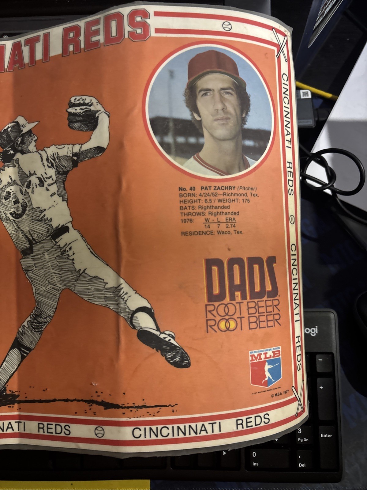 Cincinnati Reds Dads Root Beer Placemat Gary Nolan Signed