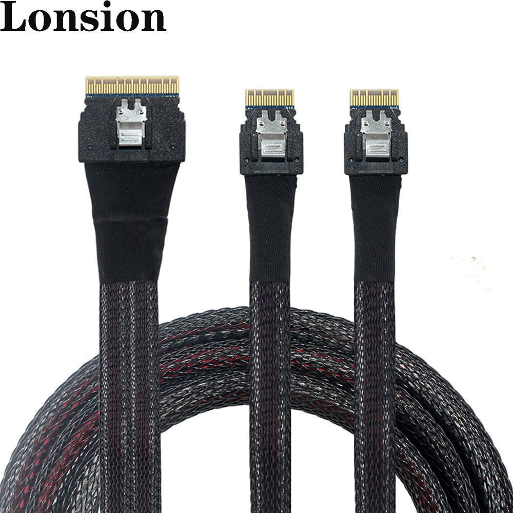 Slimline SAS SFF-8654 8I to 2 Ports SFF-8654 4I server connection cable