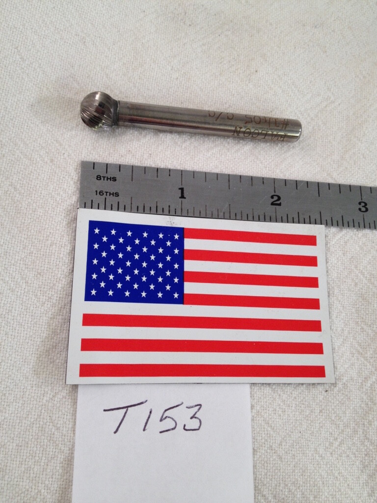 1 NEW FALCON / SGS 1/4" SHANK CARBIDE BURR. SD-3 SINGLE CUT. BALL SHAPE (T153)
