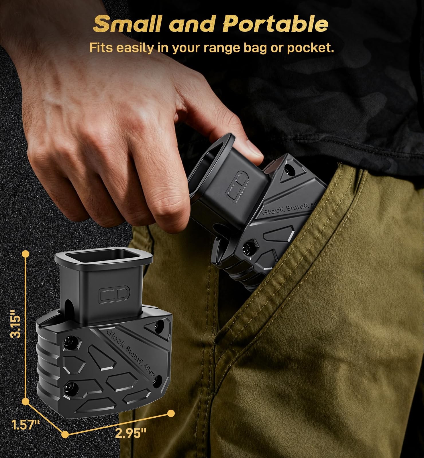 Magazine Speed Loader, Fast & Hand-Safe Mag Loading for Glock 9mm/.40 Black