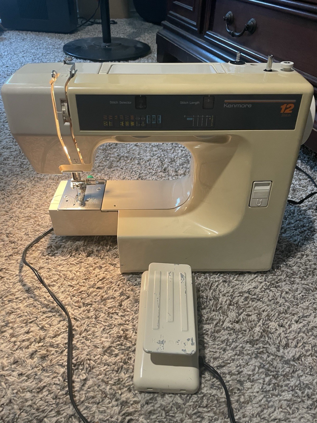 Vintage Kenmore Free Arm 12 Stitch Sewing Machine W/ Cover & Pedal (Tested)