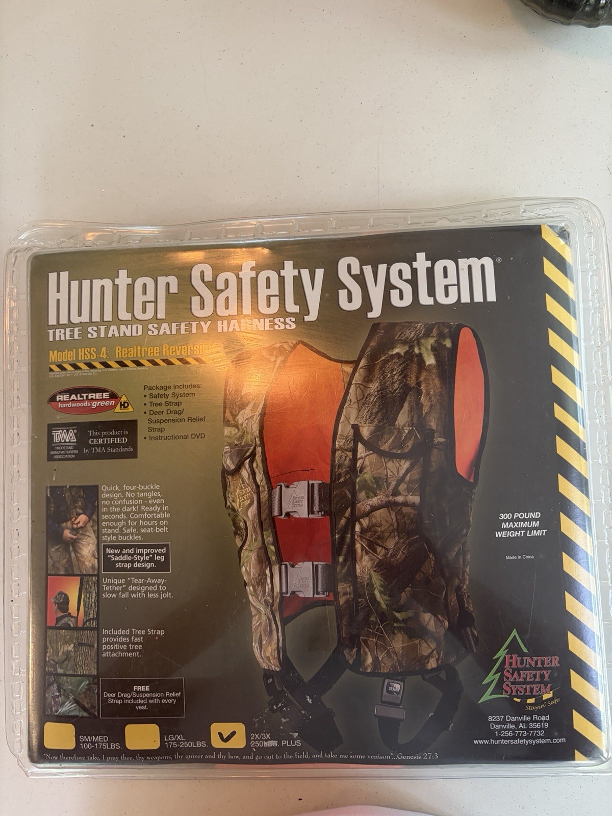 Hunter Safety System Tree Stand Safety Harness - Real Tree Reversible 2X/3X NEW