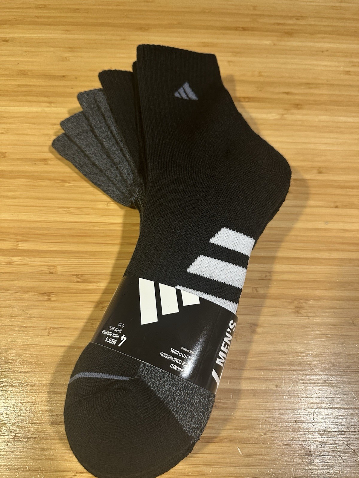 Adidas Men's Performance High Quarter Socks 4 Pair AEROREADY COMPRESSION sz 6-12