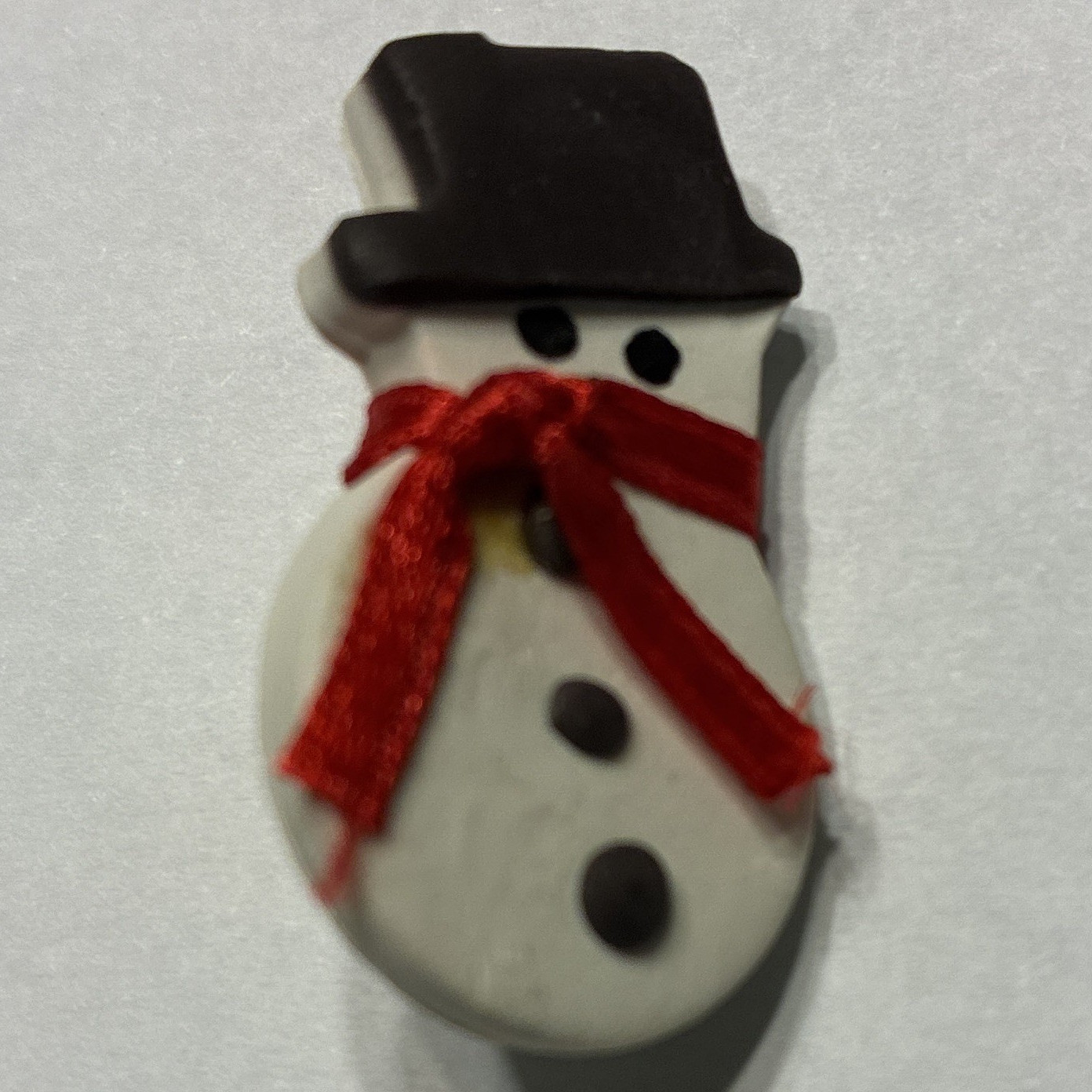 Snowman Christmas Pinback Brooch Pin - White Black Red Snowman Theme