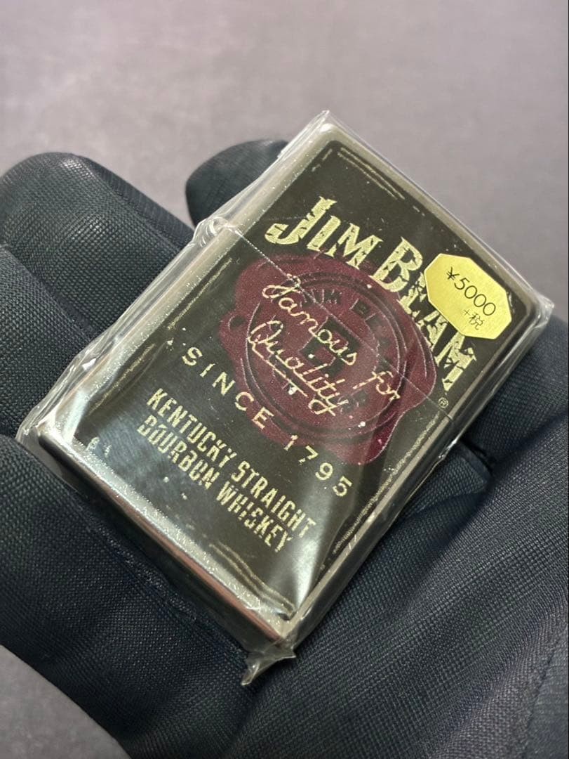 Zippo Jim Beam Since 1795 Silver Dust One Sided Processing Lighter Regular Japan