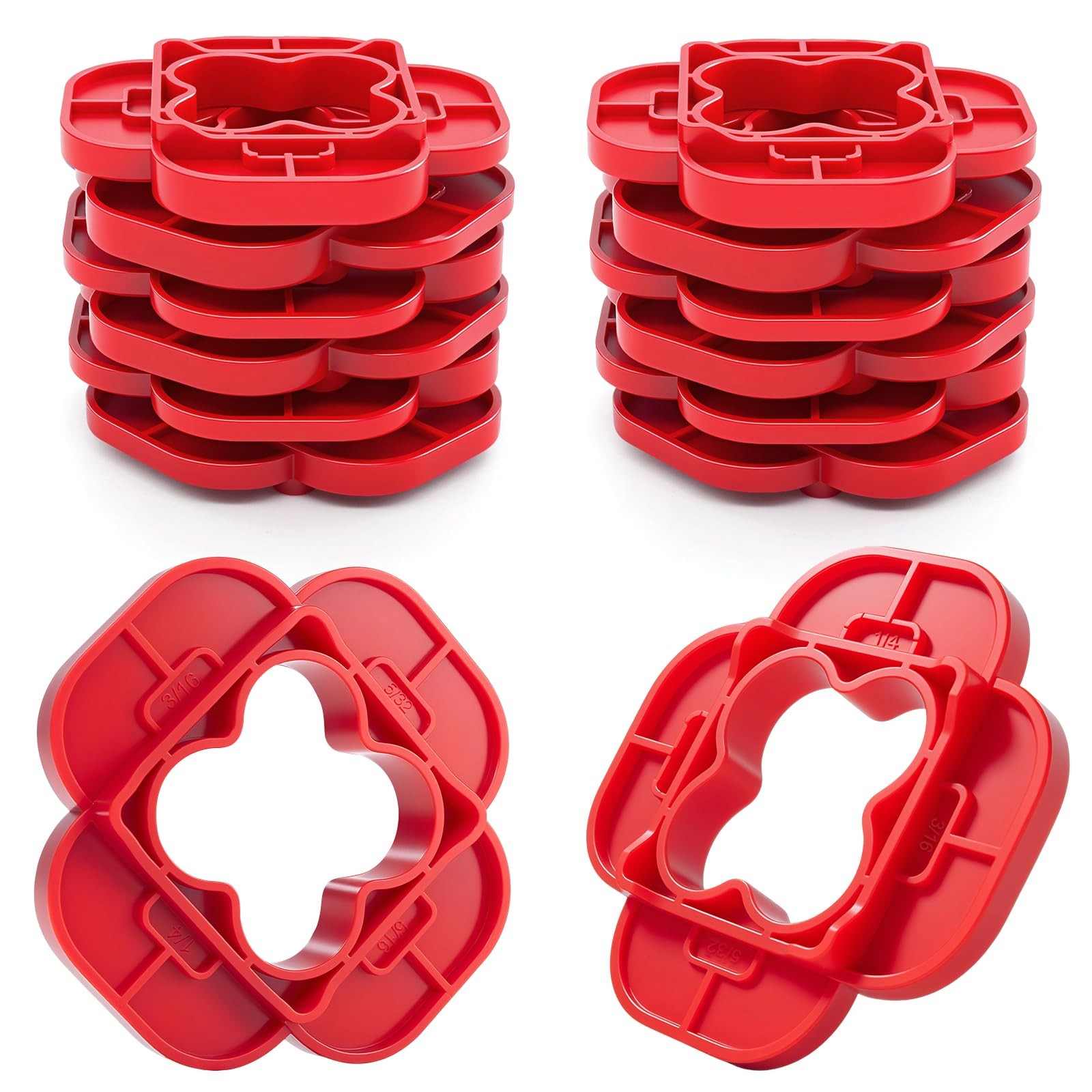 14 PCS ABS Deck Board Spacers Tool 5/32 3/16 1/4 5/16 Inch Sizes Red Composite