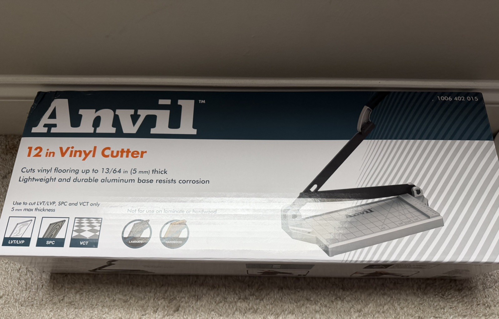 Anvil 12" In Vinyl Flooring Plank Manual Cutter Tool Cutting Tool 5mm Thick New