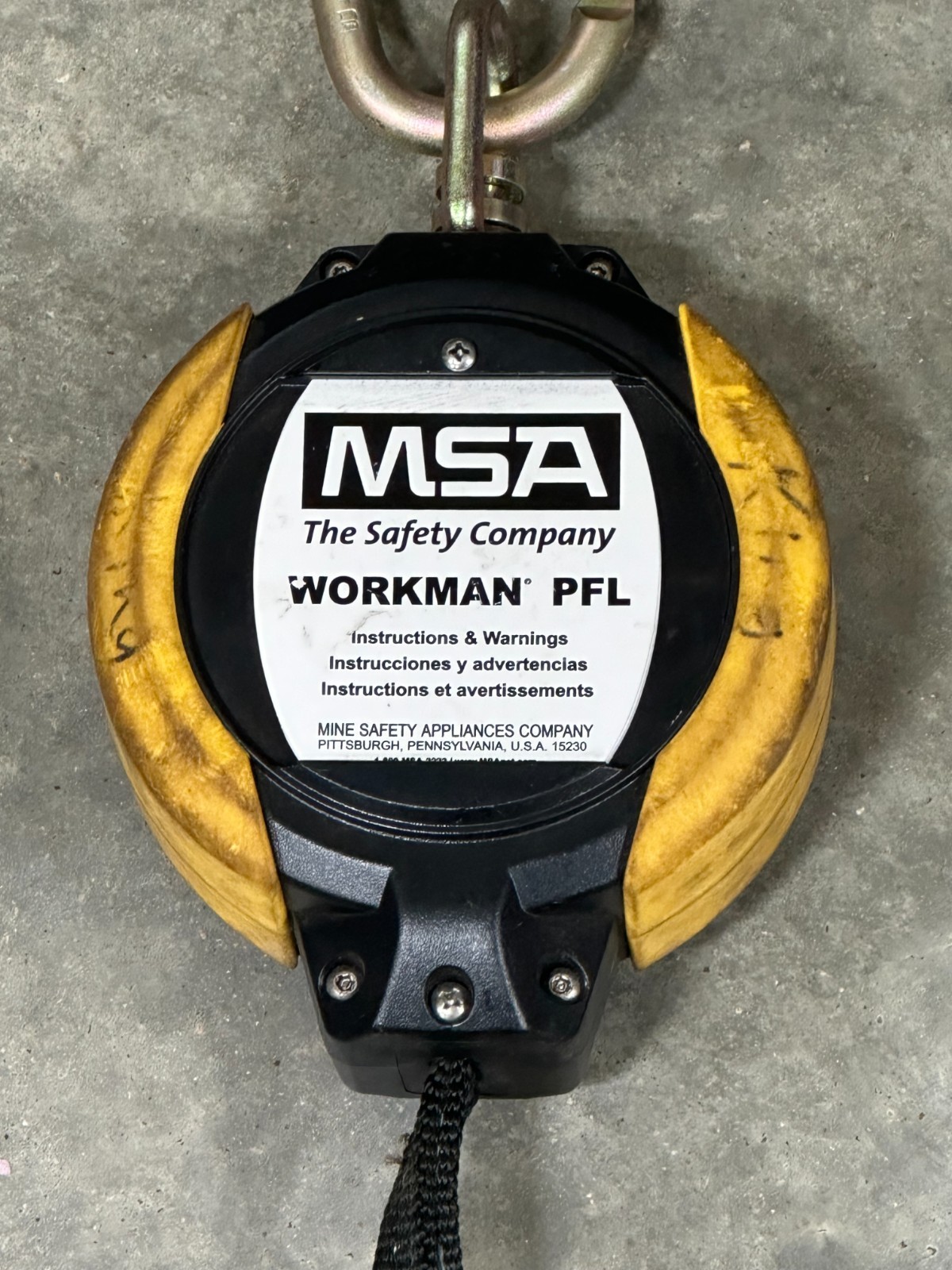 MSA Workman PFL 10093354 Web Personal Fall Limiter 12' Line Length