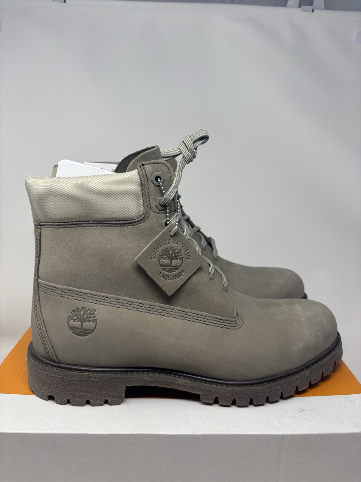 Timberland Premium 6-Inch Lace Waterproof Boot Grey Nubuck Men’s Size