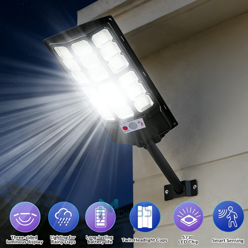 12000LM Commercial Solar Street Lights Outdoor with Motion Sensor Remote Control