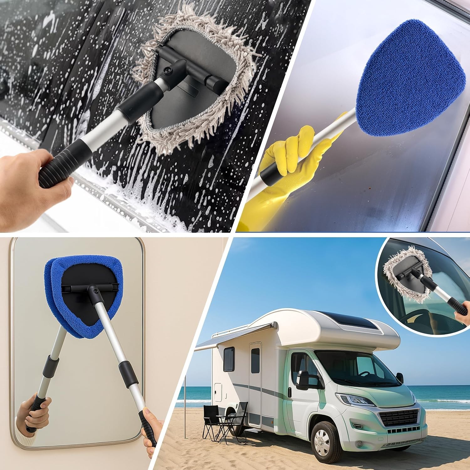 Windshield Cleaner Tool – Car Interior Window Cleaning Kit with Extendable Handl