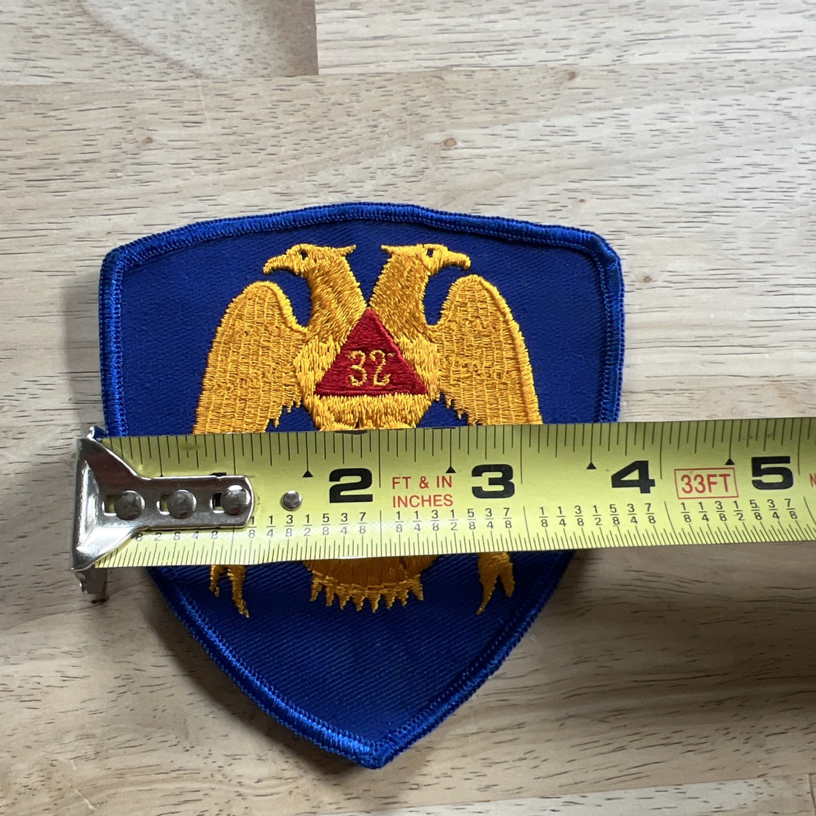 Freemason 32 Degree Double Headed Eagle Wings Down Blue Uniform Patch Vintage