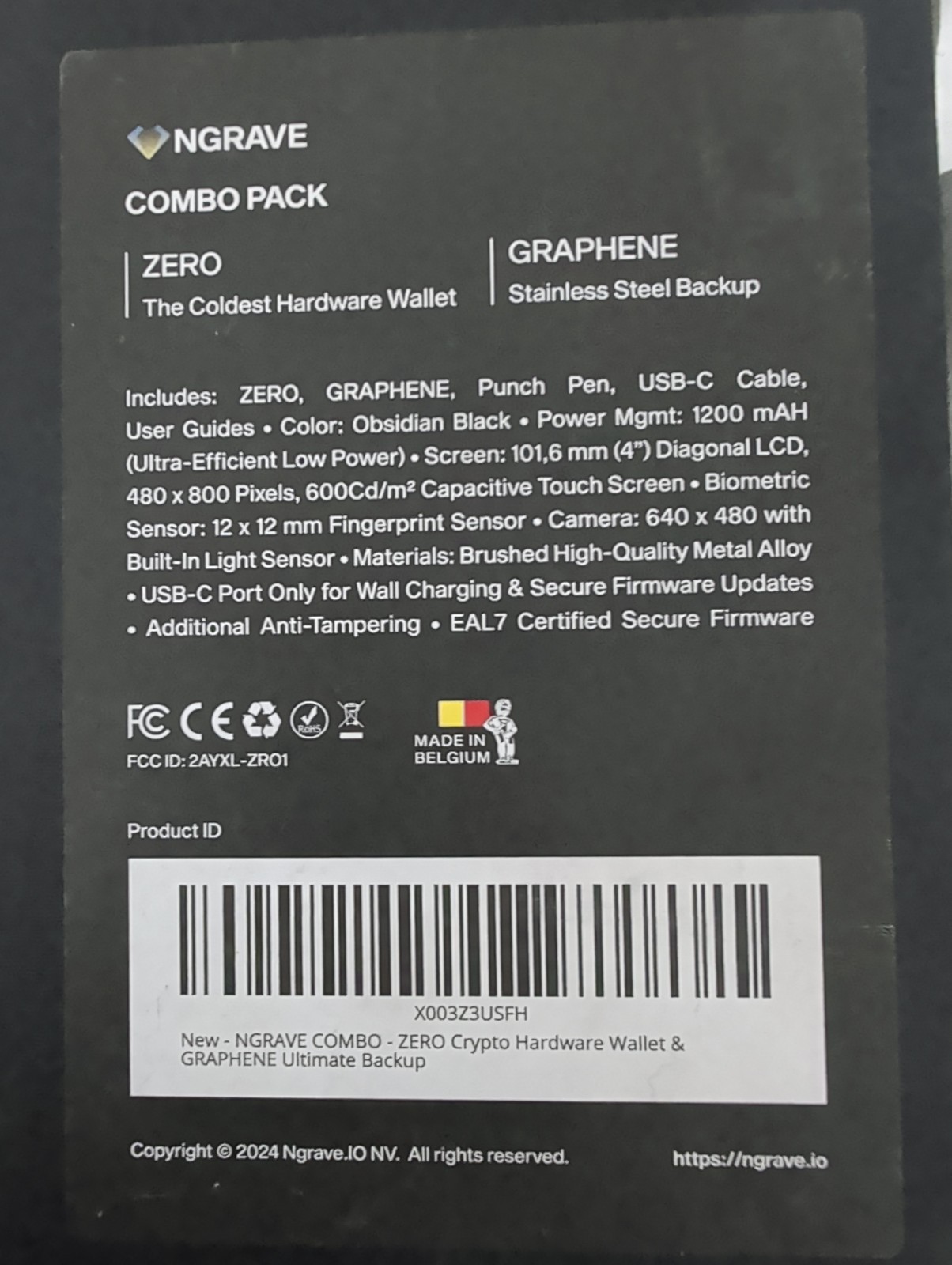 NGRAVE COMBO - ZERO Crypto Hardware Wallet & GRAPHENE Ultimate Backup-OPEN BOX