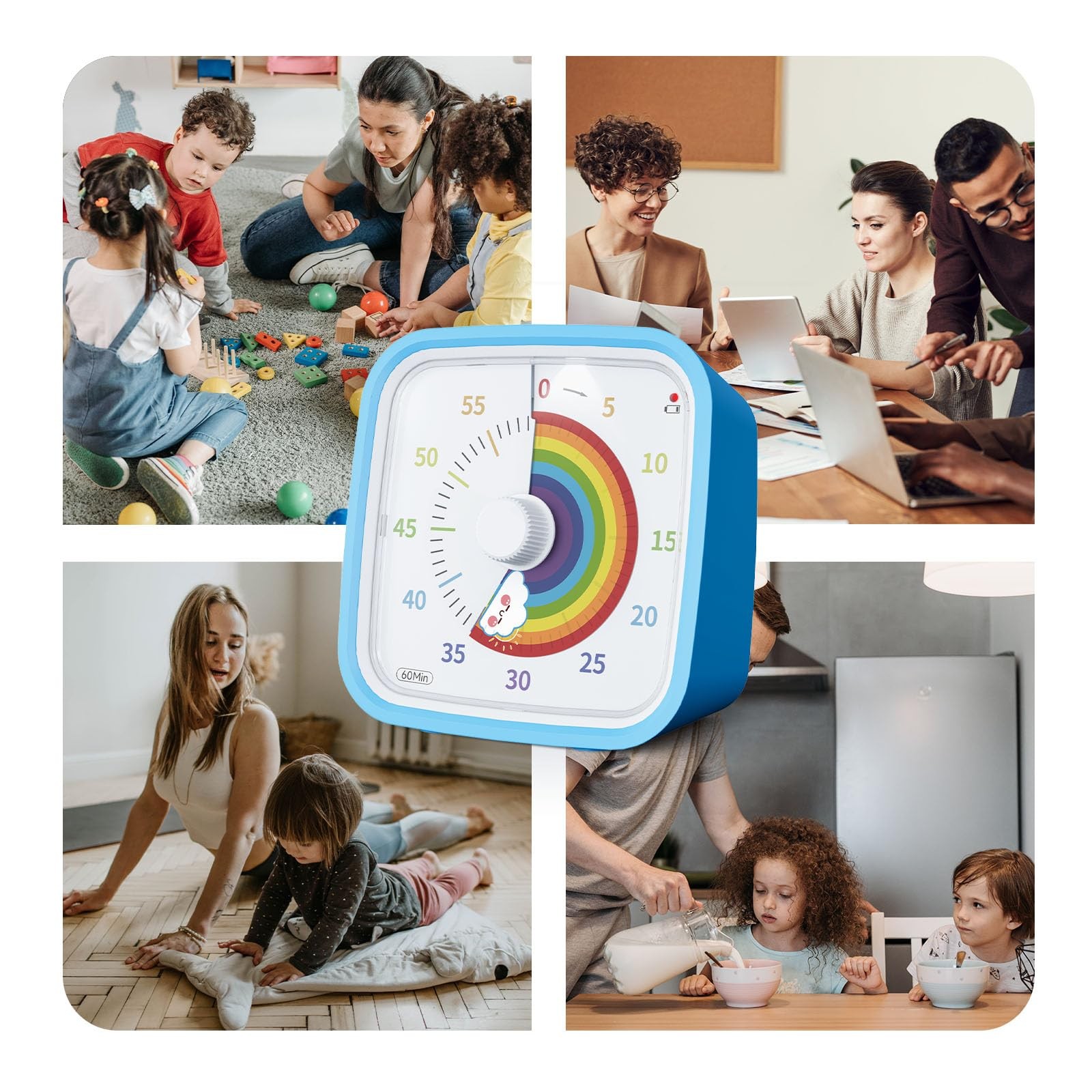 Visual Timer with Protective Case, Rainbow Disk 60 Minute Countdown Timer for...