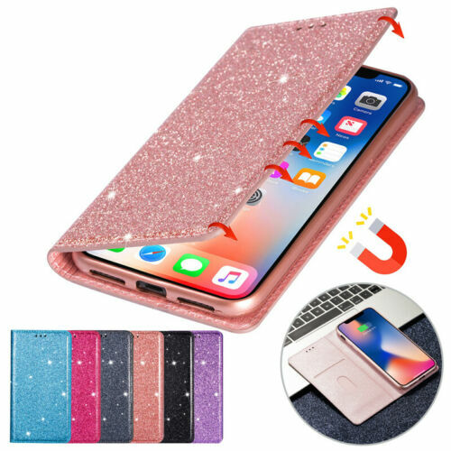 For Samsung S24 S25Ultra S22 Note20 S23FE Glitter Leather Wallet Flip Case Cover