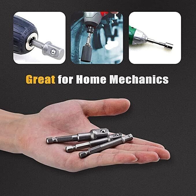 Impact Grade Socket Adapter/Extension Set Turns Power Drill Into High Speed N...