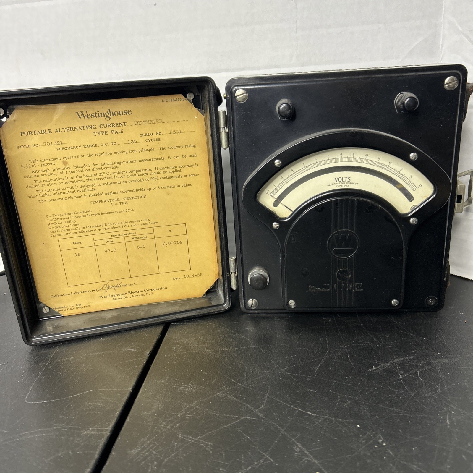 VINTAGE 1950s Westinghouse Portable Alternating Current Voltmeter Type PA-5