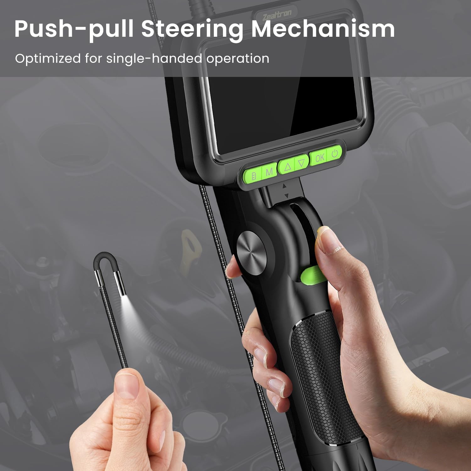 Two-Way Articulating Borescope with Light, 3.9mm Articulating Probe Industria...