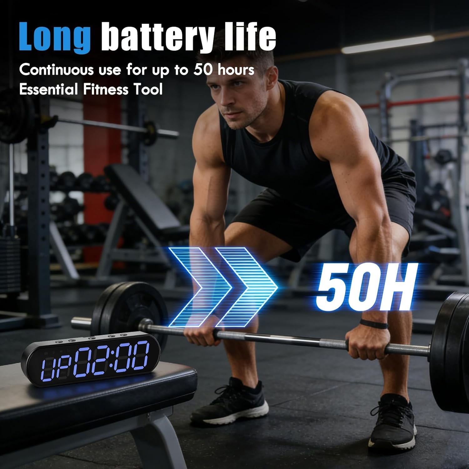 Gym Timer Clock for Home Gym - Portable Workout Timer with 7 Ready-to-Use Mod...