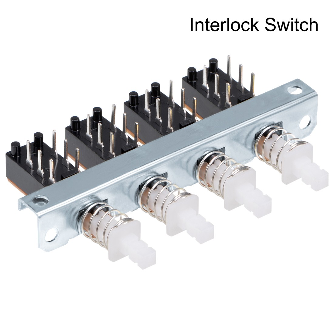 1Pcs Interlock Push Button Switch Piano Type DPDT 6 Pin 4 Row