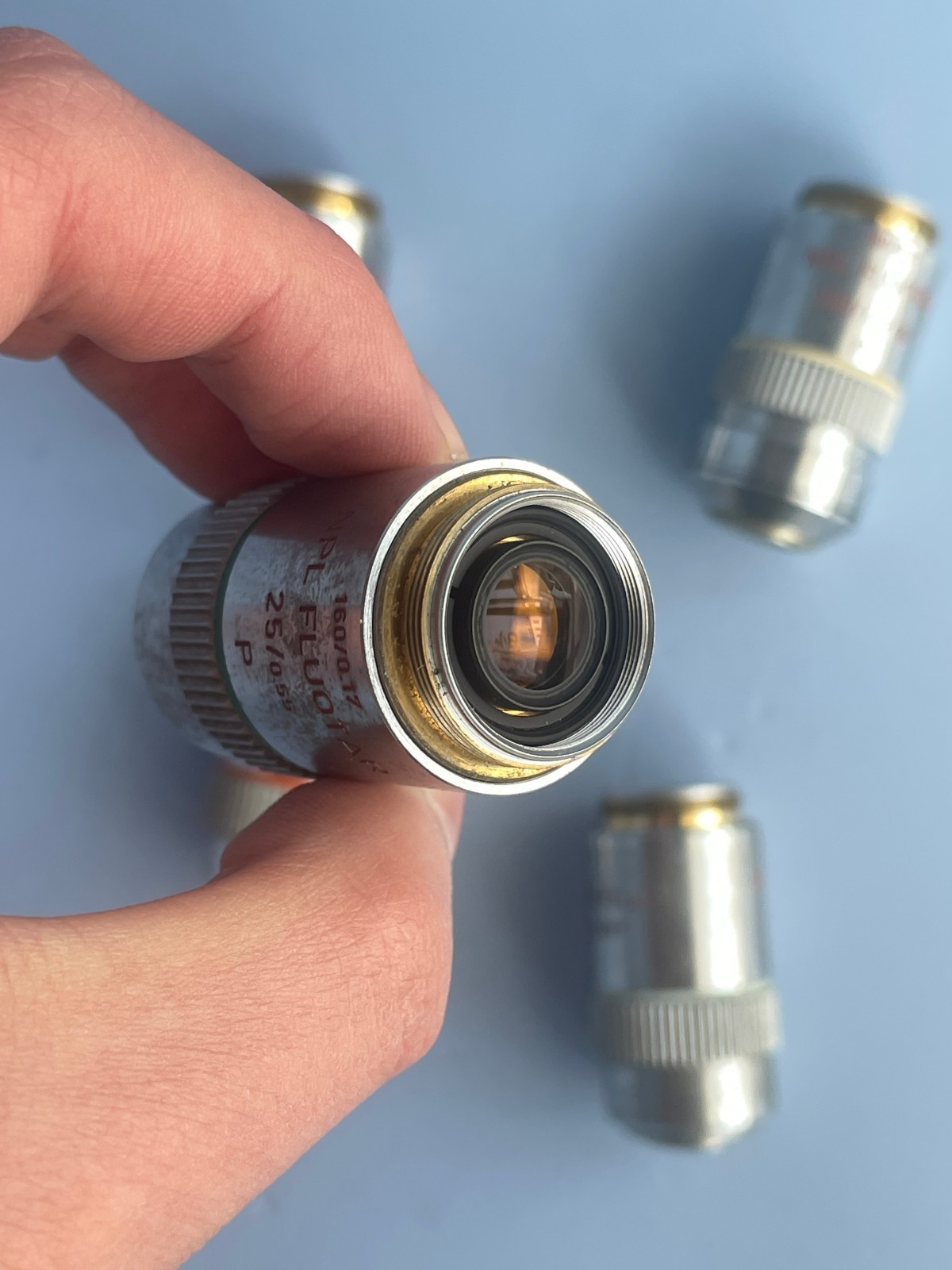 LEITZ/LEICA Microscope objective lens set NPL FLUOTAR P 2.5/6.3/16/25/100