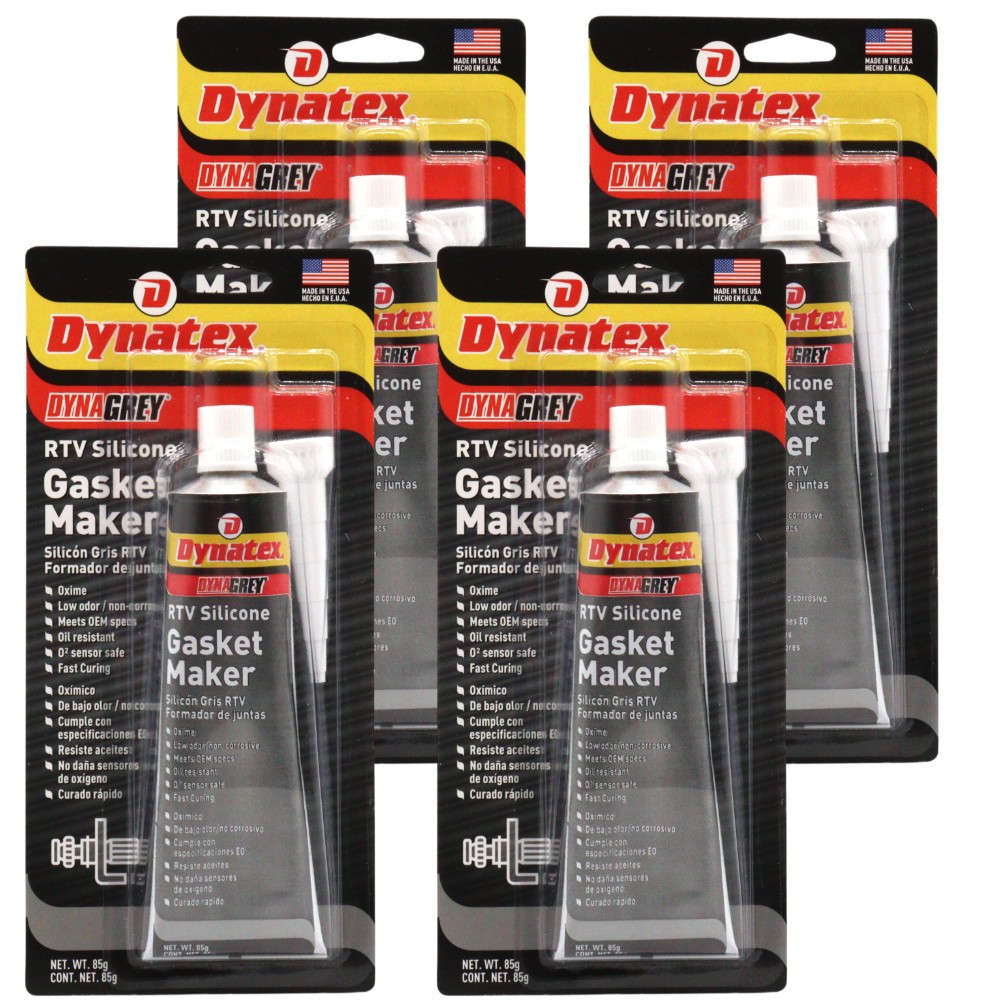 Dynatex DynaGrey RTV Silicone Gasket Maker, 85g Tube Made in USA (4-Pack)